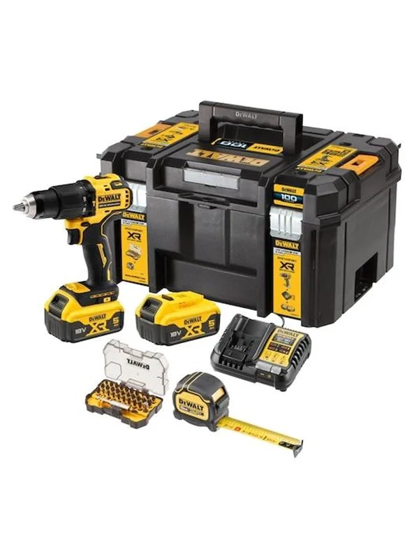 Dewalt DCZ100P2KT-QW 100 year XR 18V ââ5Ah drill kit measurement and accessories box