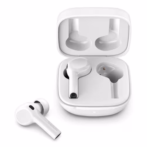 Belkin SOUNDFORMâ„¢ Freedom, Hodesett, In-ear, Hvit, Stereofonisk, Sprutsikker,