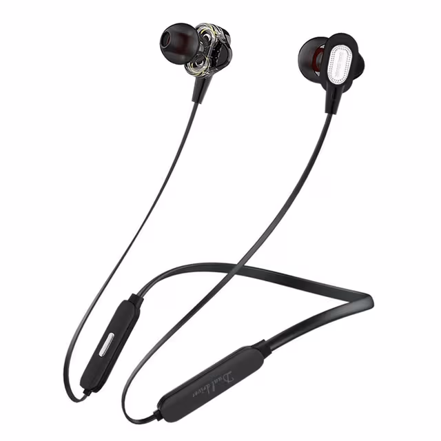 Magnetiske trådløse øretelefoner Bluetooth Dual Driver - Svart