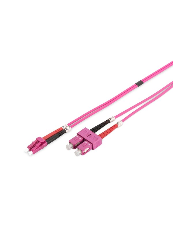 DIGITUS Fiber Optic Multimode Patch Cord OM4 LC / SC - 5m - Rosa - 5m