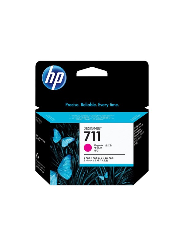 HP 711 / CZ135A 3-Pack Magenta Ink - Blekkpatron Rød