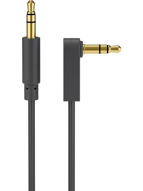 Pro AUX audio connector cable 3.5 mm stereo 3-pin slim CU angled 0.5m