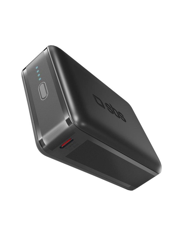 SBS Powerbank 20000mAh 65W PD AFC USB-C USB-A for laptop tablet smartphone - black Nødlader - Svart - 20000 mAh