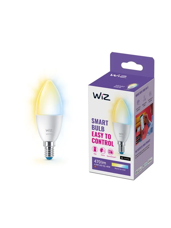 WiZ Tunable E14 Smart Candle Bulb - Dimbar varm til kald hvit LED-lampe
