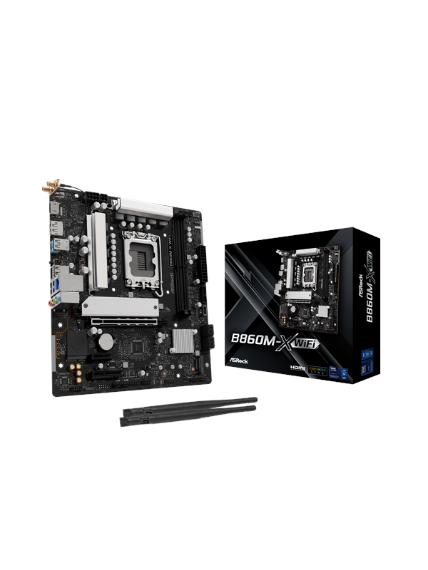 ASRock B860M-X WiFi Hovedkort - Intel B860 - Intel LGA1851 socket - DDR5 RAM - Micro-ATX