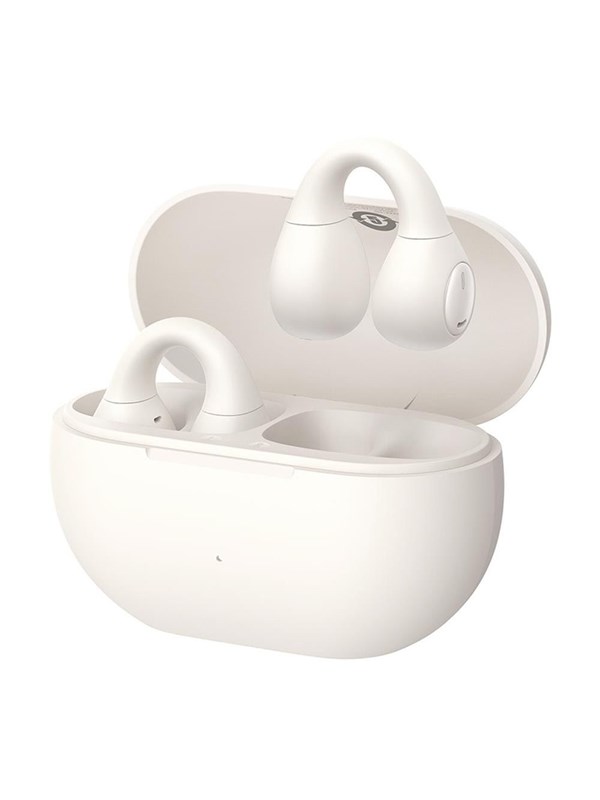 Baseus Bass 15 Clip OWS Wireless Headphones with  Simple USB-C 3A 30cm Cable - White