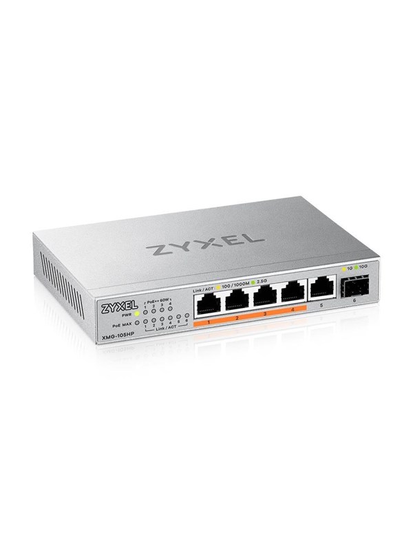 ZyXEL XMG-105HP 5-Port 2.5G PoE (70W) Unmanaged Switch with 10G Uplink SFP+