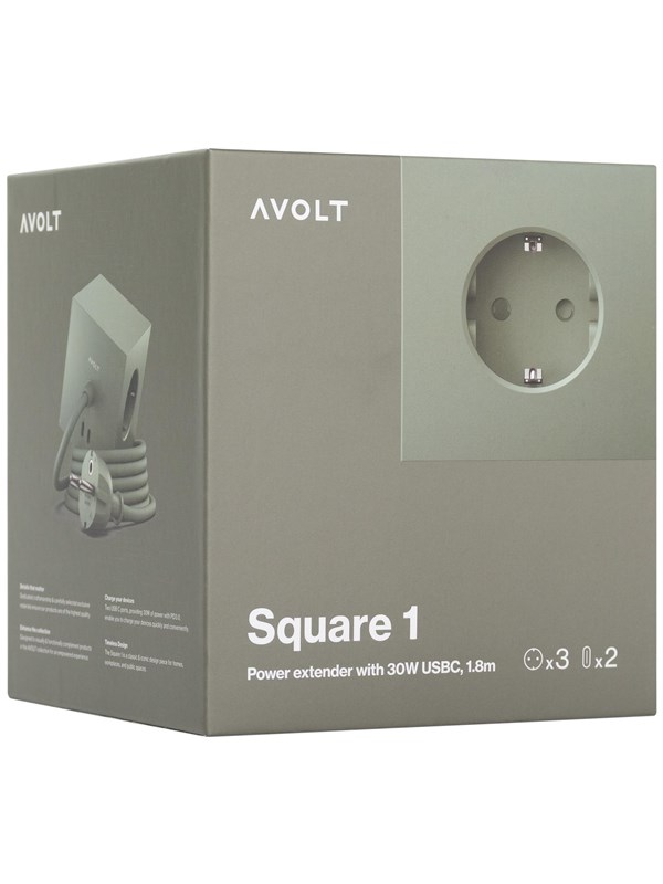 AVOLT Square 1 USB-C 30W 1.8 m - Oak Green