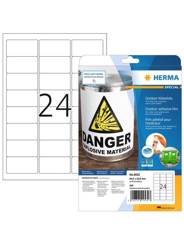 HERMA 9532 / Weatherproof outdoor film labels A4