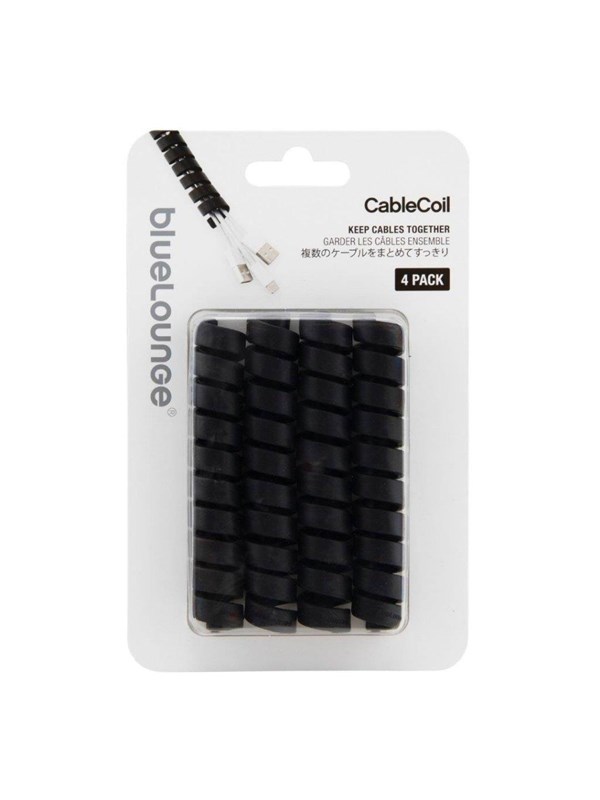 Bluelounge Design CableCoil 4-pack - Black - Neatly organize your cables and keep them together.