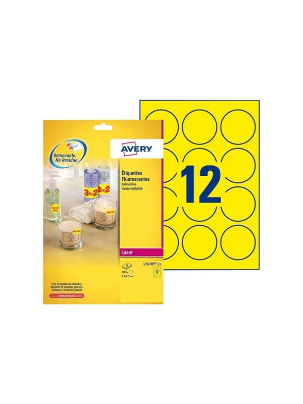 Avery L7670Y - round labels - 300 label(s) - 63.5 mm round