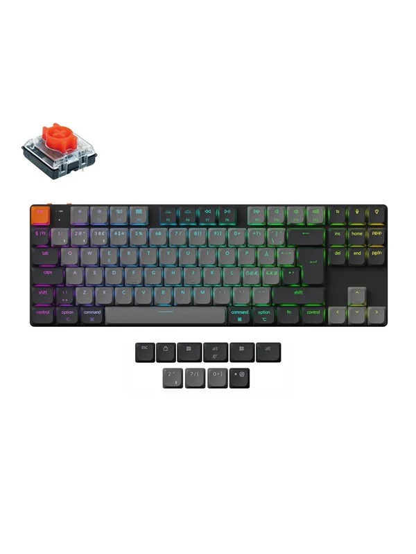 Keychron K1 v6 RGB QMK Wireless Hot Swap QMK - Low Profile 2.0 Red - Gamingtastatur - Uten numpad - Nordisk - Svart
