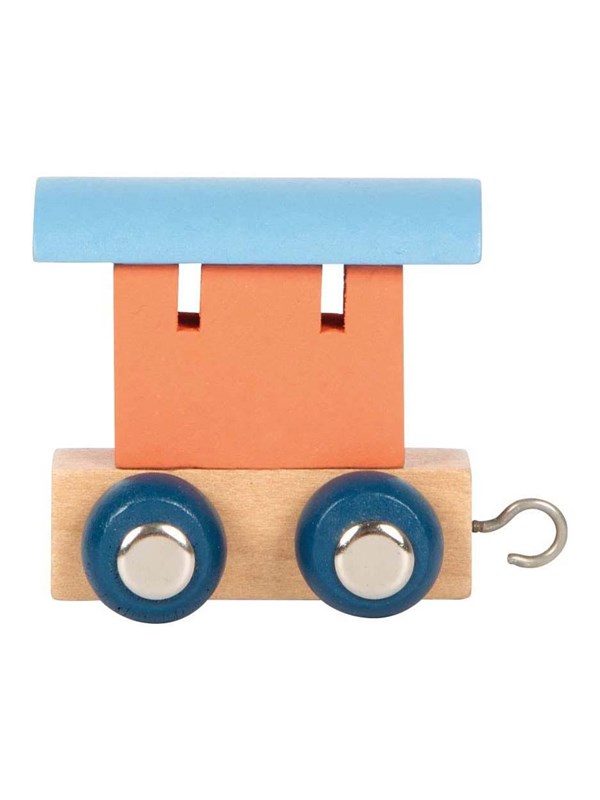 Small Foot - Wooden Letter Train Polar - Wagon Salmon Pink Blue - 12 pieces
