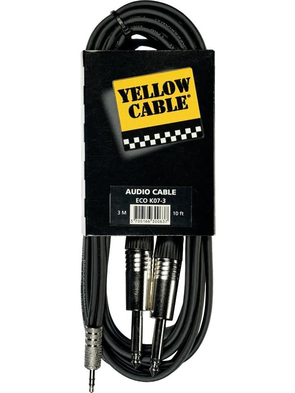 Yellow Cable K07M-3 - 2 x 1/4" Jack - 3,5mm. TRS Mini-Jack-kabel 3m.