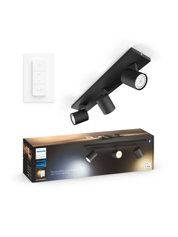 Philips Hue Runner Triple Spotlight - Svart - Med Dimmebryter