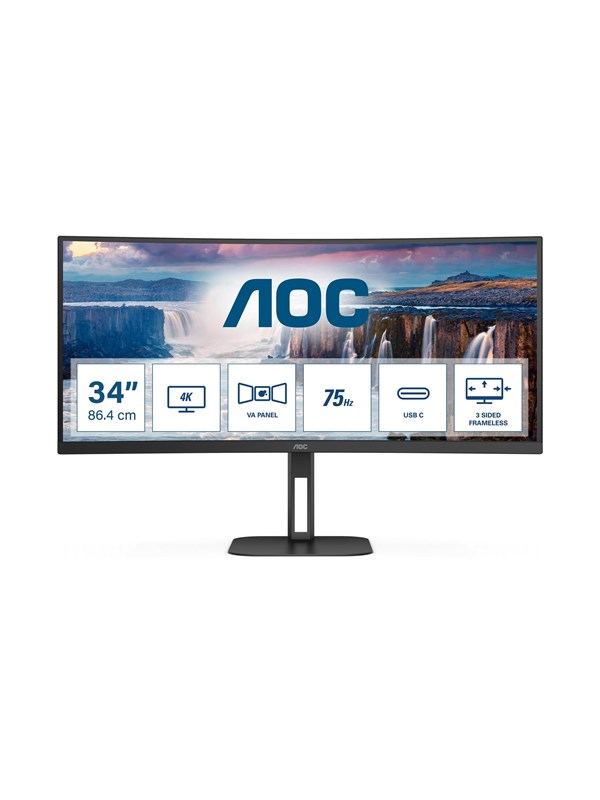 34" AOC CU34V5C - 3440x1440 (UWQHD) - 100Hz - VA - 65W USB-C