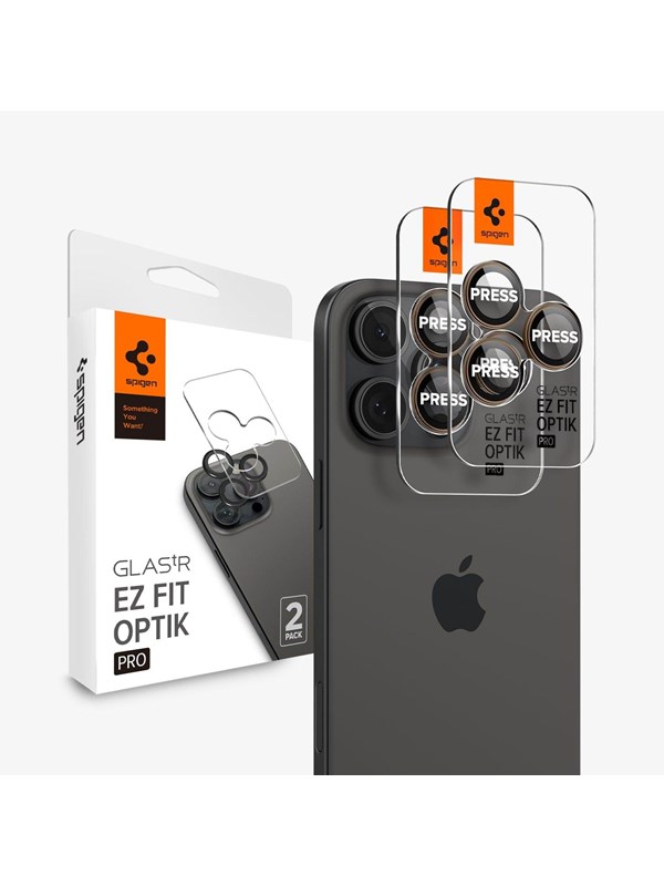 Spigen Glass tR EZ Fit Optik Pro 2 Pack - desert titanium - iPhone 17/16 Pro / 17/16 Pro Max