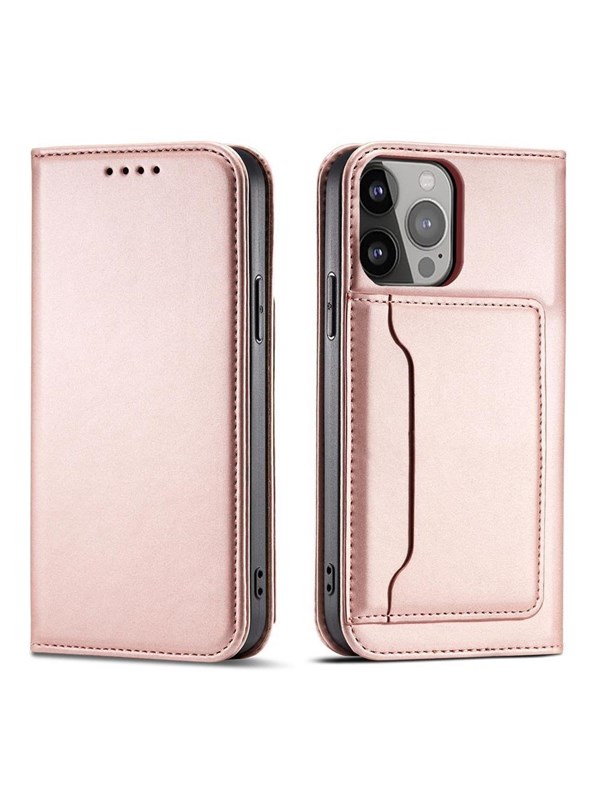 Hurtel Magnet Card Case for Samsung Galaxy S23 Ultra Cover with Flip Wallet Stand Pink