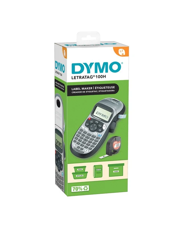 DYMO LetraTag LT-100H håndholdt etikettmaskin, Batterier inkludert, Sølv