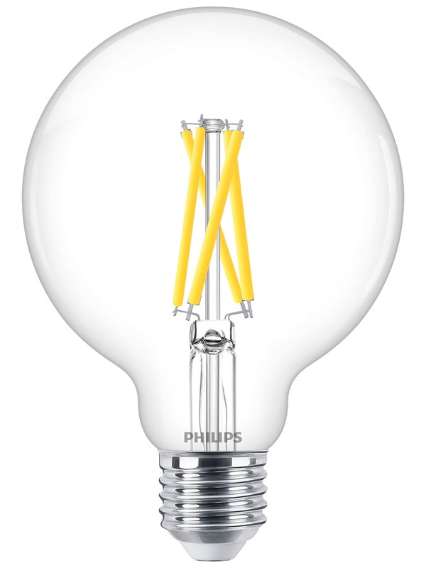 Philips LED-lyspære Classic Ø93 5.9W/922-930 (60W) Clear WarmGlow Dimmable E27
