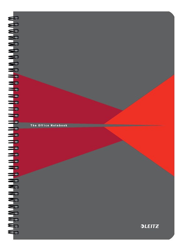 Leitz Office Notebook A4 ruled wirebound with PP cover red