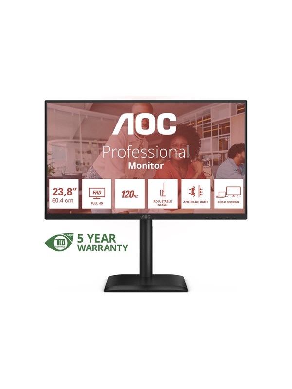 24" AOC 24E4CV - 1920x1080 (FHD) - 120Hz - IPS - 90W USB-C