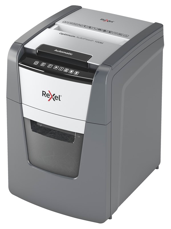 Rexel Optimum AutoFeed+ 100M automatisk mikrokutt makuleringsmaskin, P5