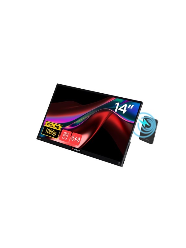 14" Verbatim Portable Touchscreen Monitor Light 14" Full HD 1080p &amp; Wireless Power Supply