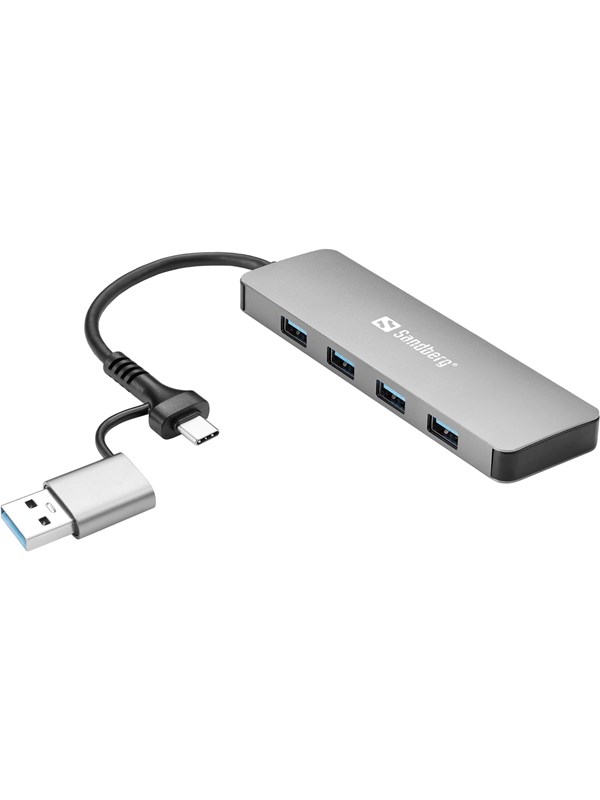 Sandberg 4-Port USB Hub USB-hub - USB 3.0 - 4 porter - Sølv