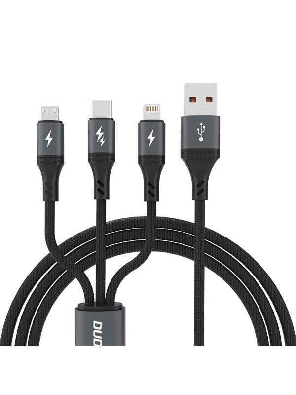 Dudao  L3E 3 in 1 60W MicroUSB USB-C Lightning Cable 1.2m - Black