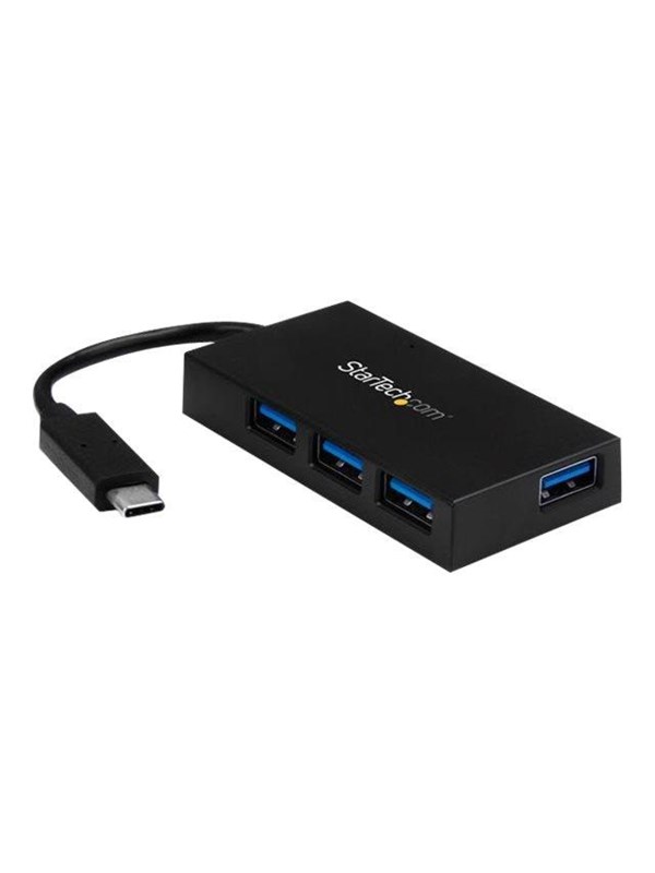StarTech.com 4-Port USB-C Hub - USB-C to 4x USB-A - USB 3.0 Hub - Includes Power Adapter - hub - 4 ports USB-hub - USB 3.2 - 4 porter - Svart