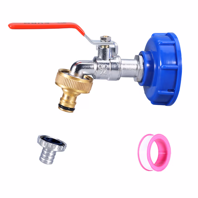 Kran med kranadapter for IBC tank 3/4 tommers armatur i legert