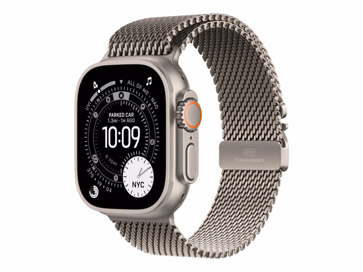 Apple Watch Ultra 3 GPS + Cellular 49mm Natural Titanium Case with Natural Titanium Milanese Loop - Small