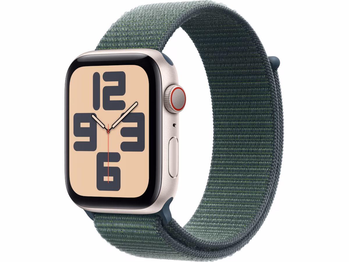Apple Watch SE GPS + Cellular 44mm - Starlight Aluminium Case with Lake Green Sport Loop