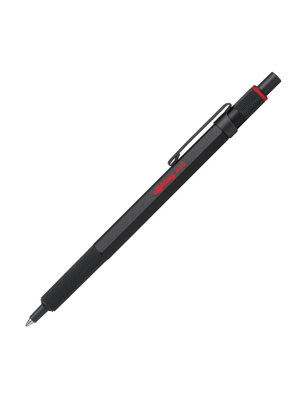 Rotring 600 Ballpoint Pen | Medium Point | Black Ink | Black Barrel with Non-Slip Knurled Grip | Refillable