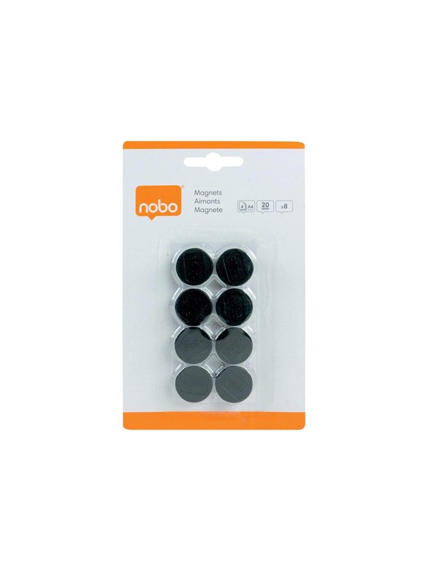 Nobo  Whiteboard magneter 20 mm, pakke med 8 stk. Sort