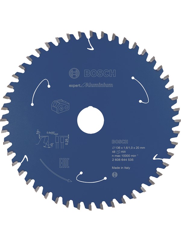 Bosch Expert for Aluminium-sirkelsagblader for batteridrevne sager 136x1,6/1x20 T48