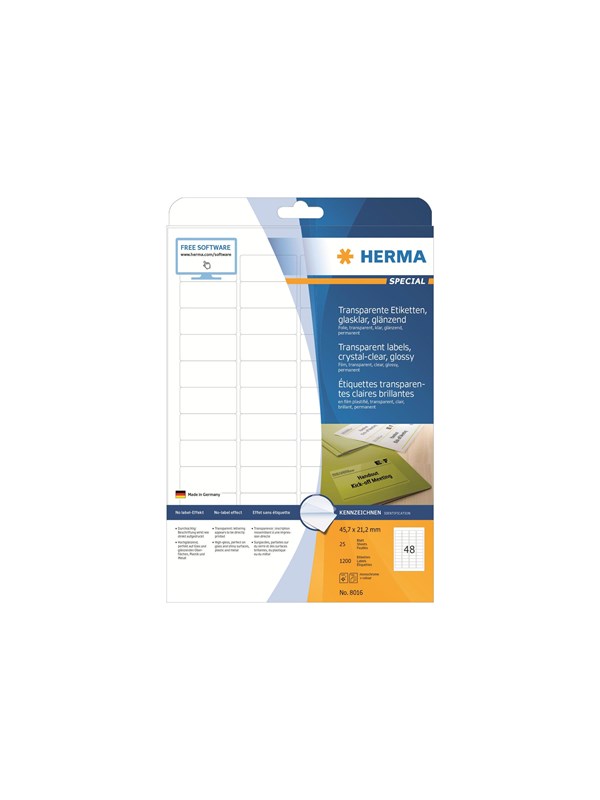 HERMA film labels - 1200 label(s) - 21.2 x 45.7 mm