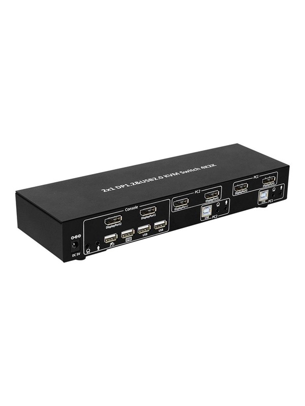 IC INTRACOM techly 2-Port DisplayPort1.2 Dual-Monitor KVM Switch