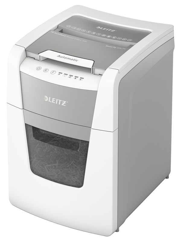 Leitz IQ Autofeed  Small Office 100 automatisk mikrokutt makuleringsmaskin P5