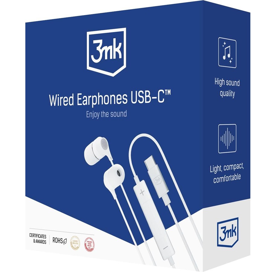 3mk USB-C  Wired Headphones - white