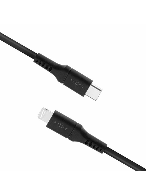 FIXED LIQUID Silicone - USB-C <-> Lightning - 2m - Svart