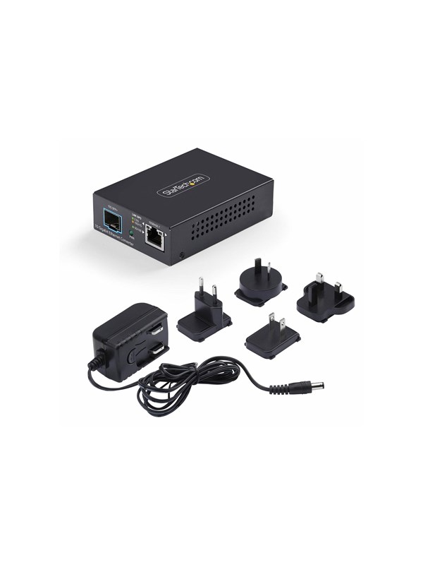 StarTech.com MCM10G6SSFP 10GbE Multi-Gigabit Open SFP+ Fiber Media Converter Standalone 10 Gigabit Ethernet RJ-45 to 10GBASE-X SFP+ Single-Mode / Multi-Mode 16K Jumbo Frames - TAA