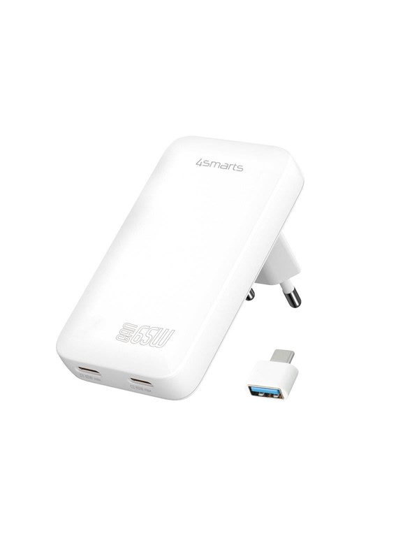 4smarts Wall Charger Flatplug Slim Dual USB-C 65W Fast Charge