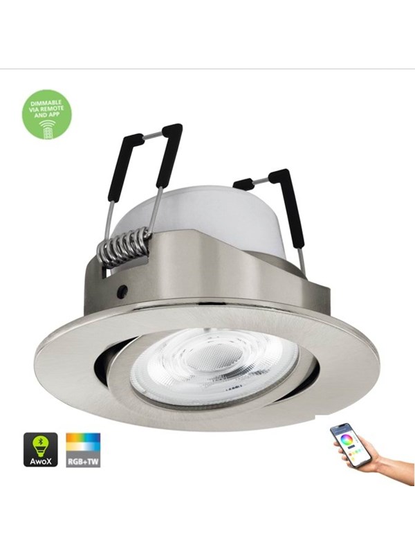 EGLO SALICETO-Z recessed spot RGB+TW 5W Ø88 mm brushed steel