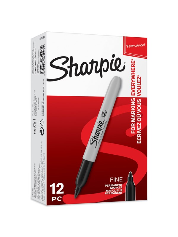 Sharpie Permanent Markers | Fine Point | Black | 12 Count
