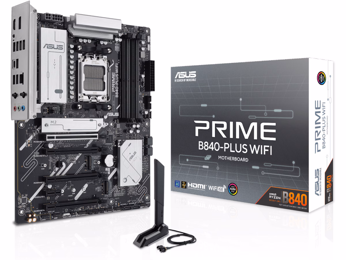 ASUS PRIME B840-PLUS WIFI Hovedkort - AMD B840 - AMD AM5 socket - DDR5 RAM - ATX