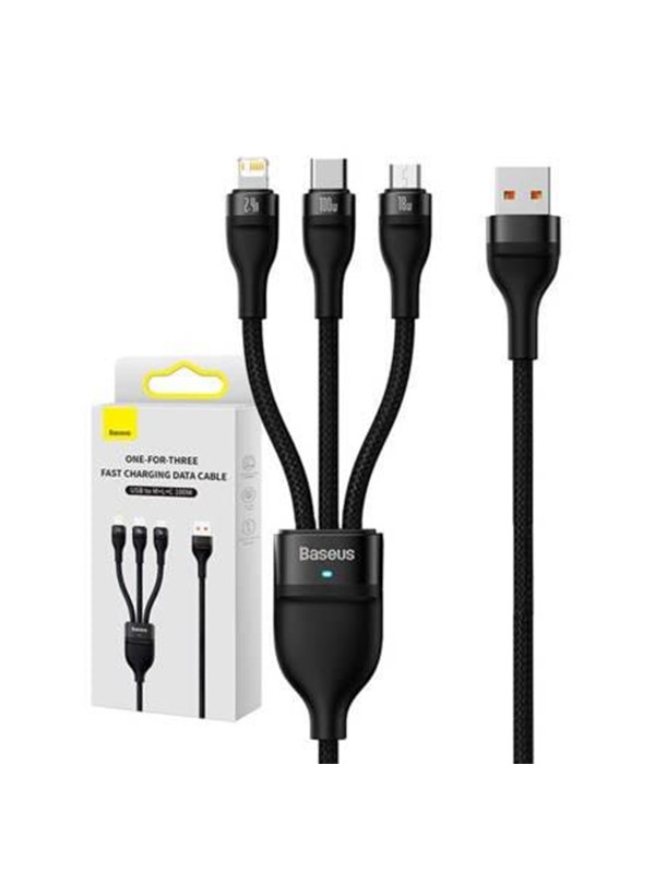 Baseus 3in1 USB cable  Flash Series USB-C + micro USB + Lightning 100W 1.2m (black)