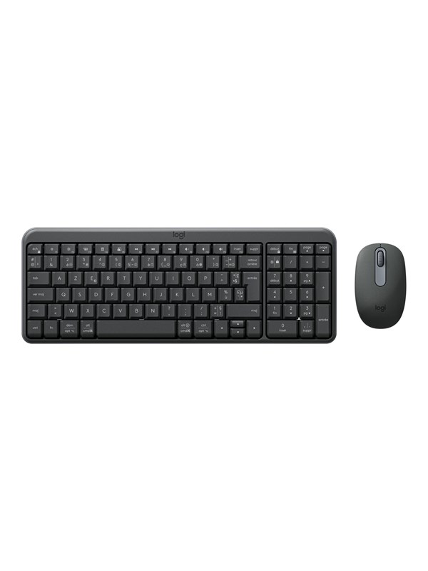 Logitech MK250 - keyboard and mouse set - AZERTY - French - graphite Input Device - Tastatur & Mussett - Fransk - Svart