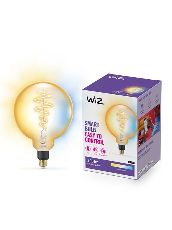 WiZ Tunable G200 E27 Amber Smart Filament Globe Bul - Dimbar varm til kald hvit LED